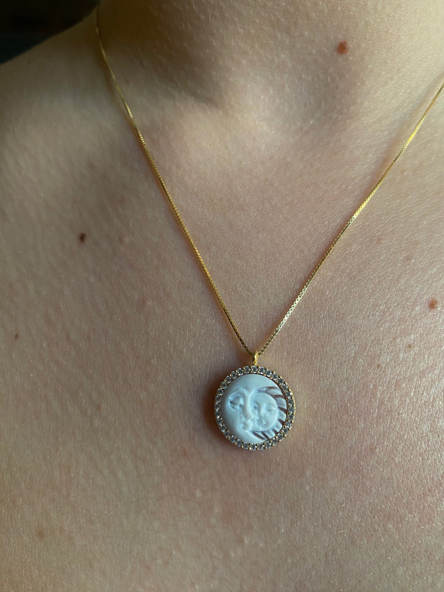 Collana Cammeo Sole Luna-In Argento Dorato