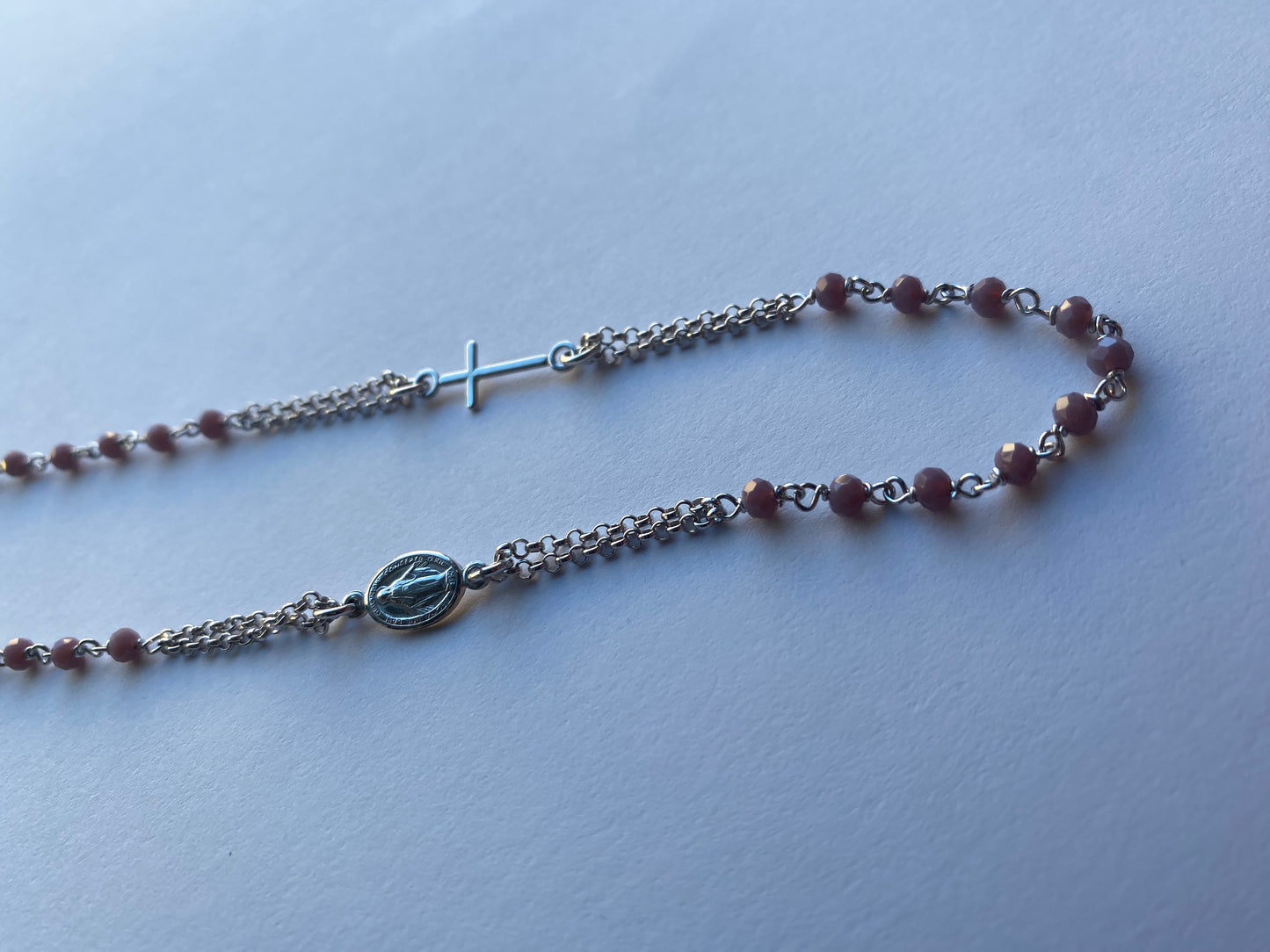 Rosario Girocollo in Argento 925 Pietre Glicine