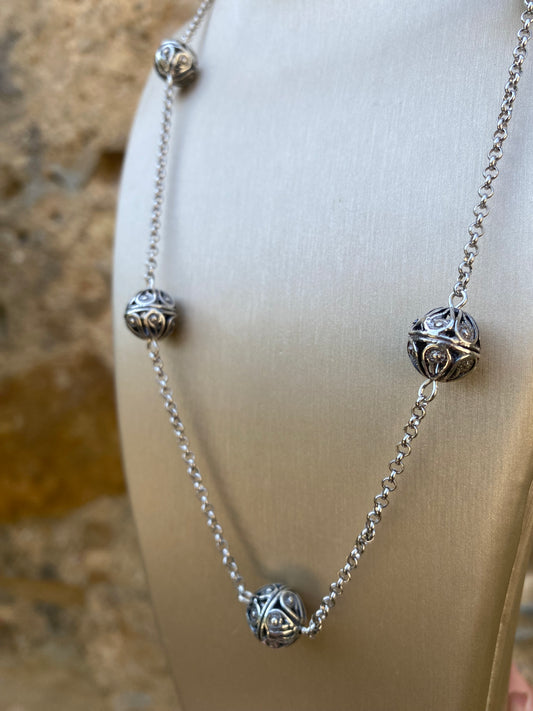 Collana Mini Chicchi in Filigrana Argento Brunito