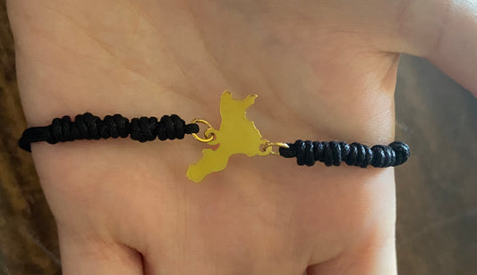 Bracciale Calabria Verticale in Argento Dorato e Corda Cerata