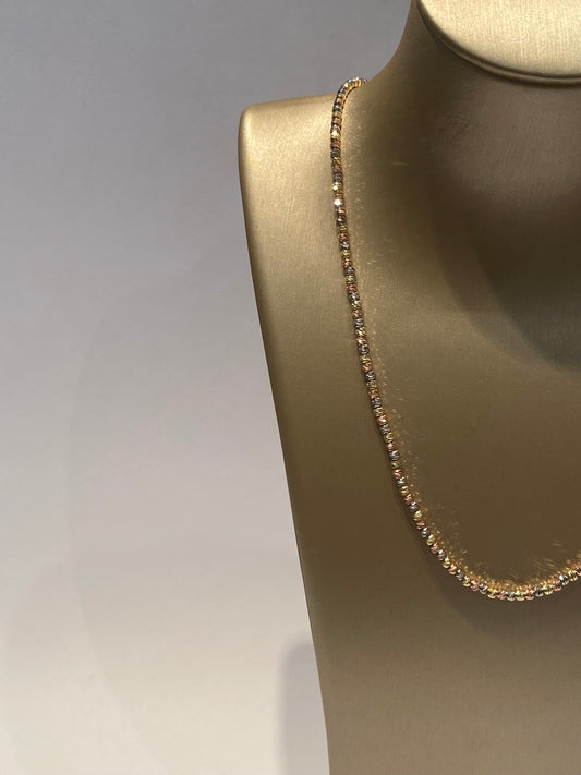 Collana Girocollo Tricolore Sfere Diamantate