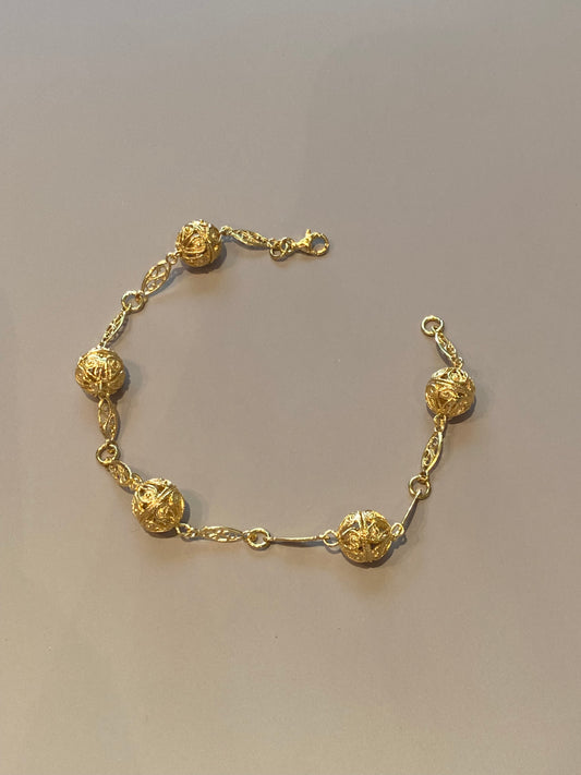 Bracciale Filigrana 5 Chicchi Argento Dorato