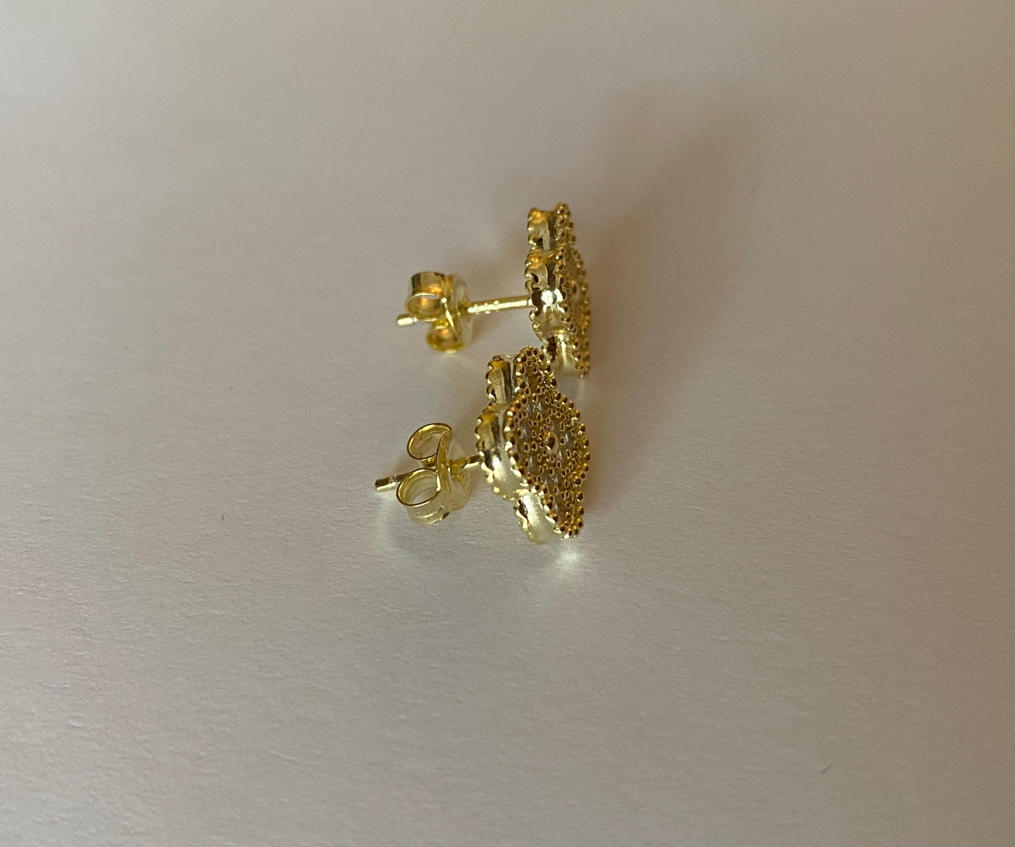 Orecchini Quadrifoglio Argento Dorato e Zirconi