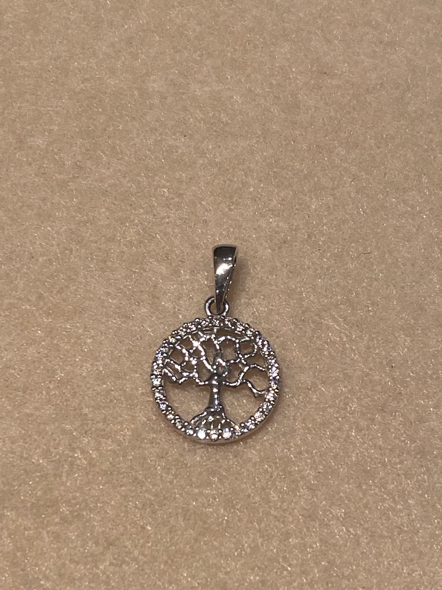 Ciondolo Albero della vita Oro Bianco Cubic Zirconia