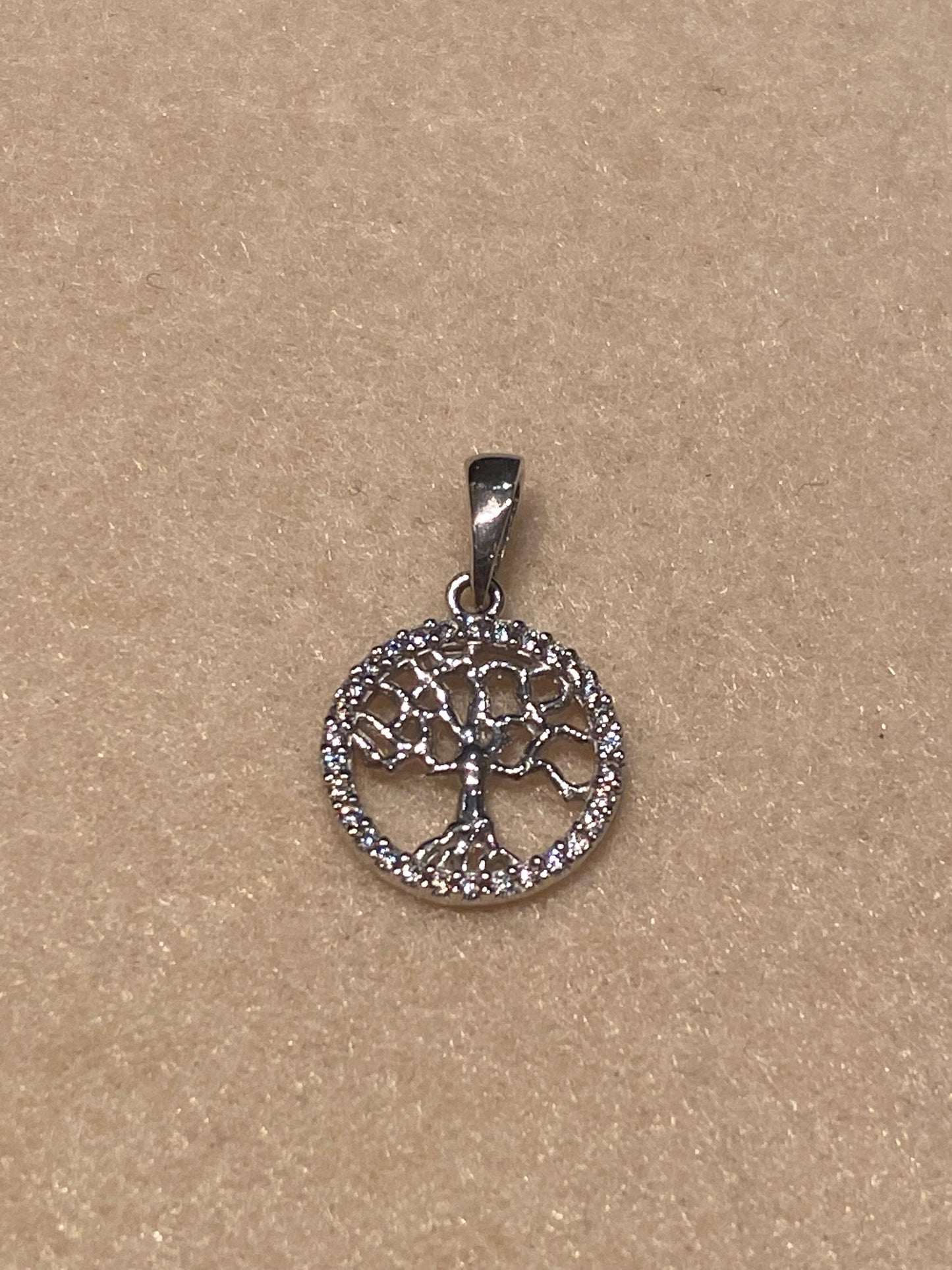 Ciondolo Albero della vita Oro Bianco Cubic Zirconia