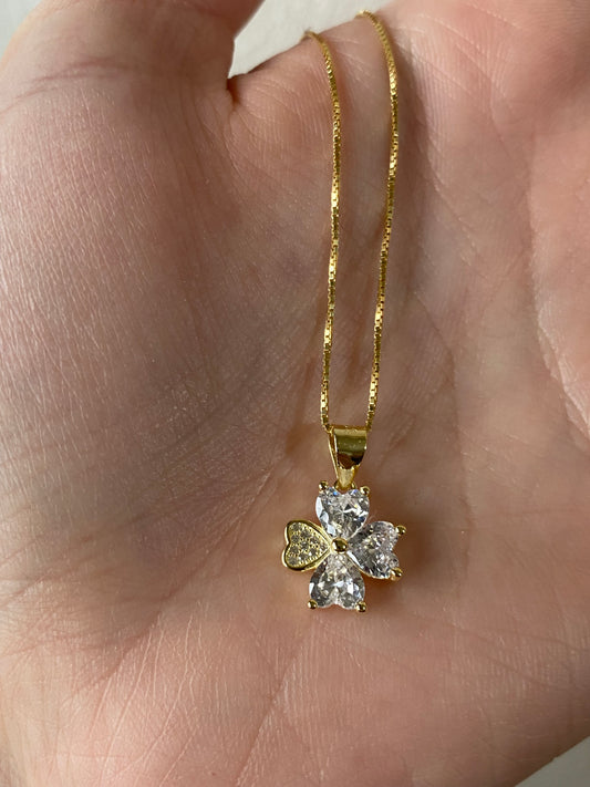 Collana Quadrifoglio-In argento dorato