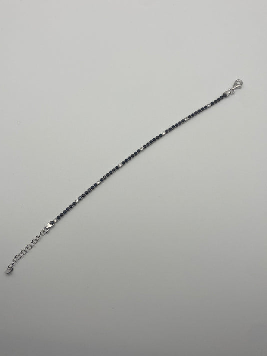Bracciale Tennis Argento 925 e Pietre Nere e Bianche