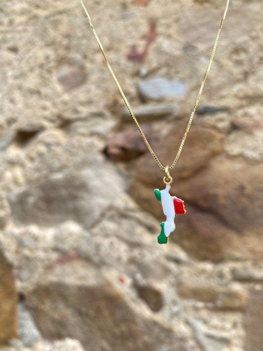 Collana Calabria Bandiera Italiana- In argento Dorato