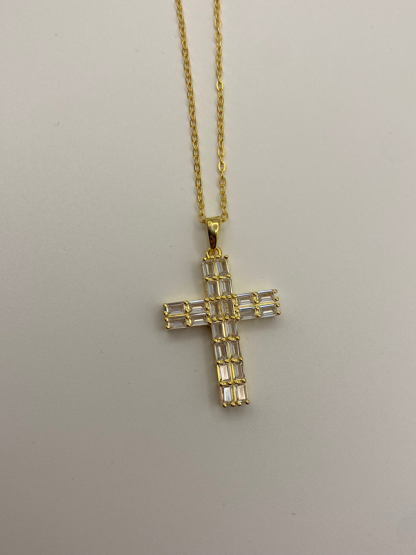 Collana Croce Baguette-In Argento Dorato