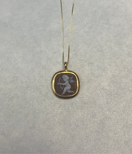 Girocollo Cammeo Cupido Argento Dorato
