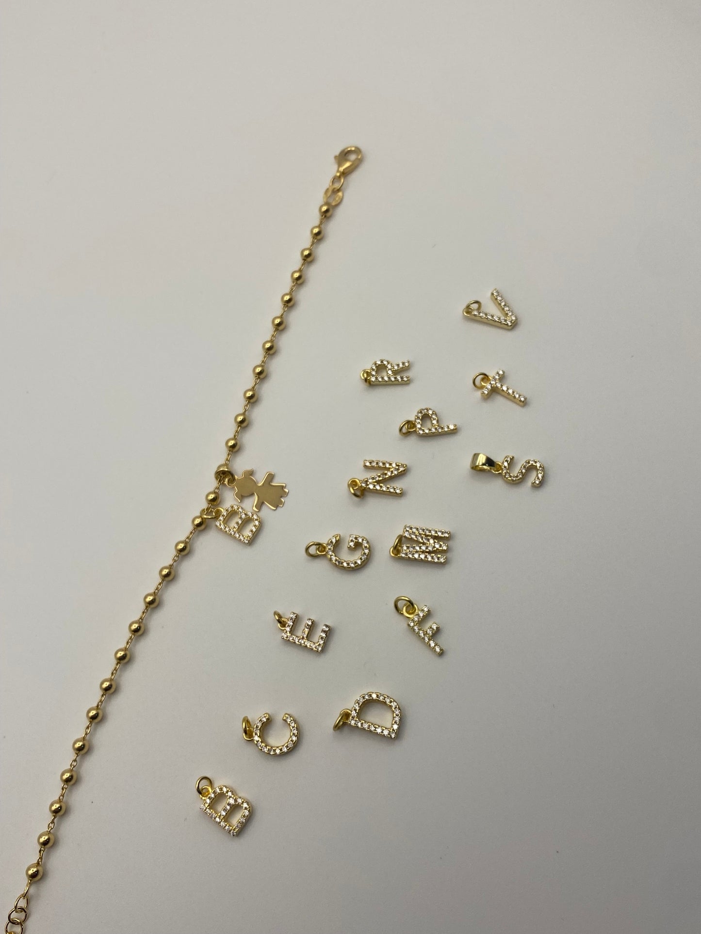 Bracciale Bimba con Iniziale-In argento Dorato