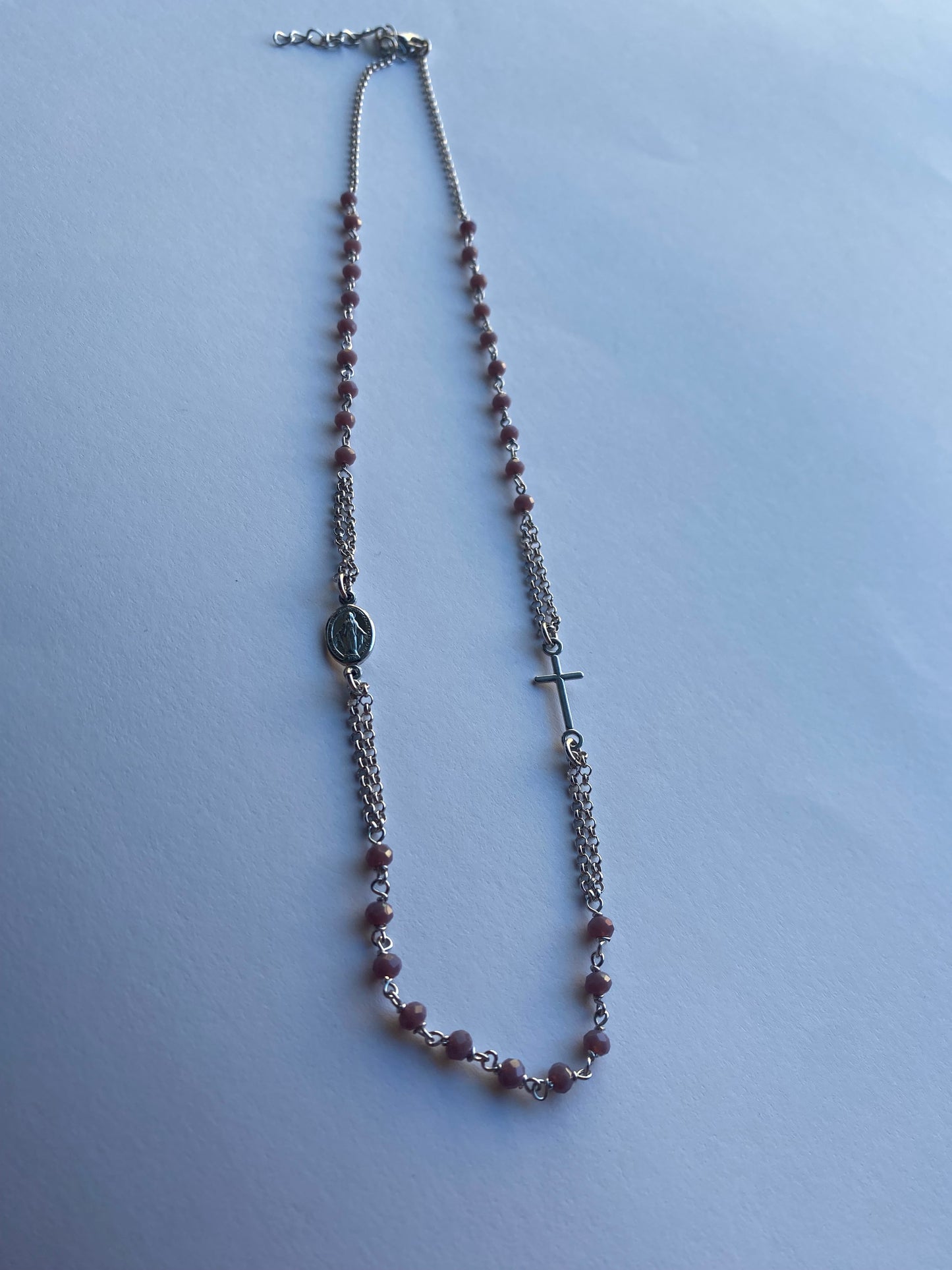 Rosario Girocollo in Argento 925 Pietre Glicine