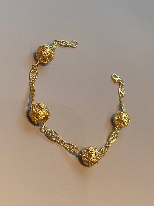 Bracciale Filigrana Quattro chicchi Argento Dorato