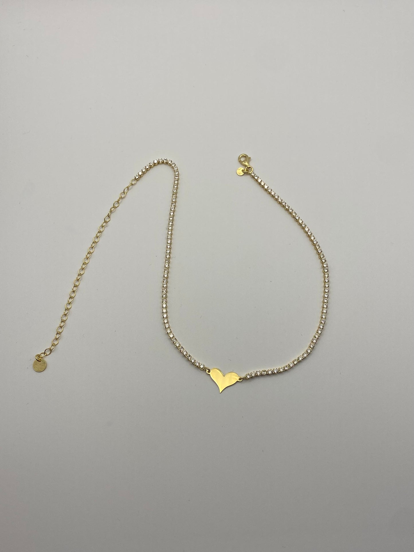 Collana Choker Tennis con Cuoricino