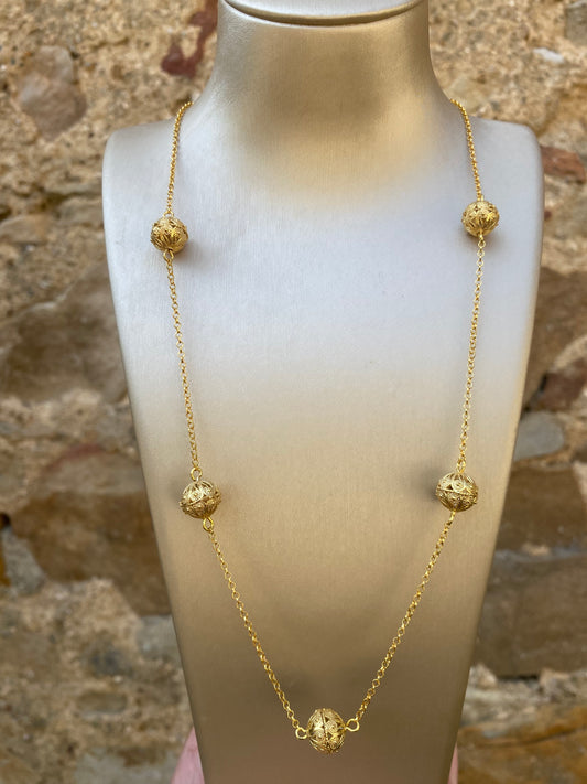 Collana Mini Chicchi in Filigrana Argento Dorato