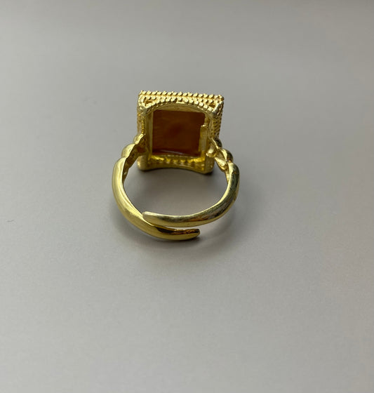 Anello Rettangolare Cammeo Sole e Luna