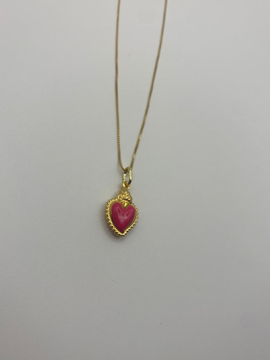 Collana Sacro Cuore Rosa Smaltato