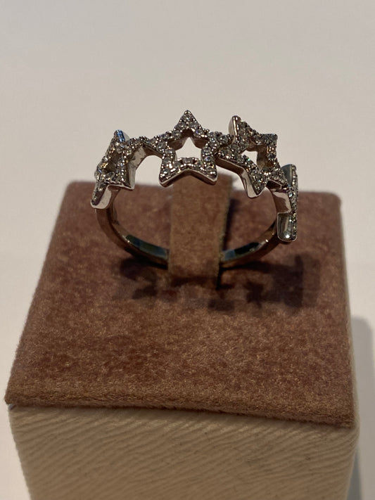 Anello Stelle in Argento con Zirconi