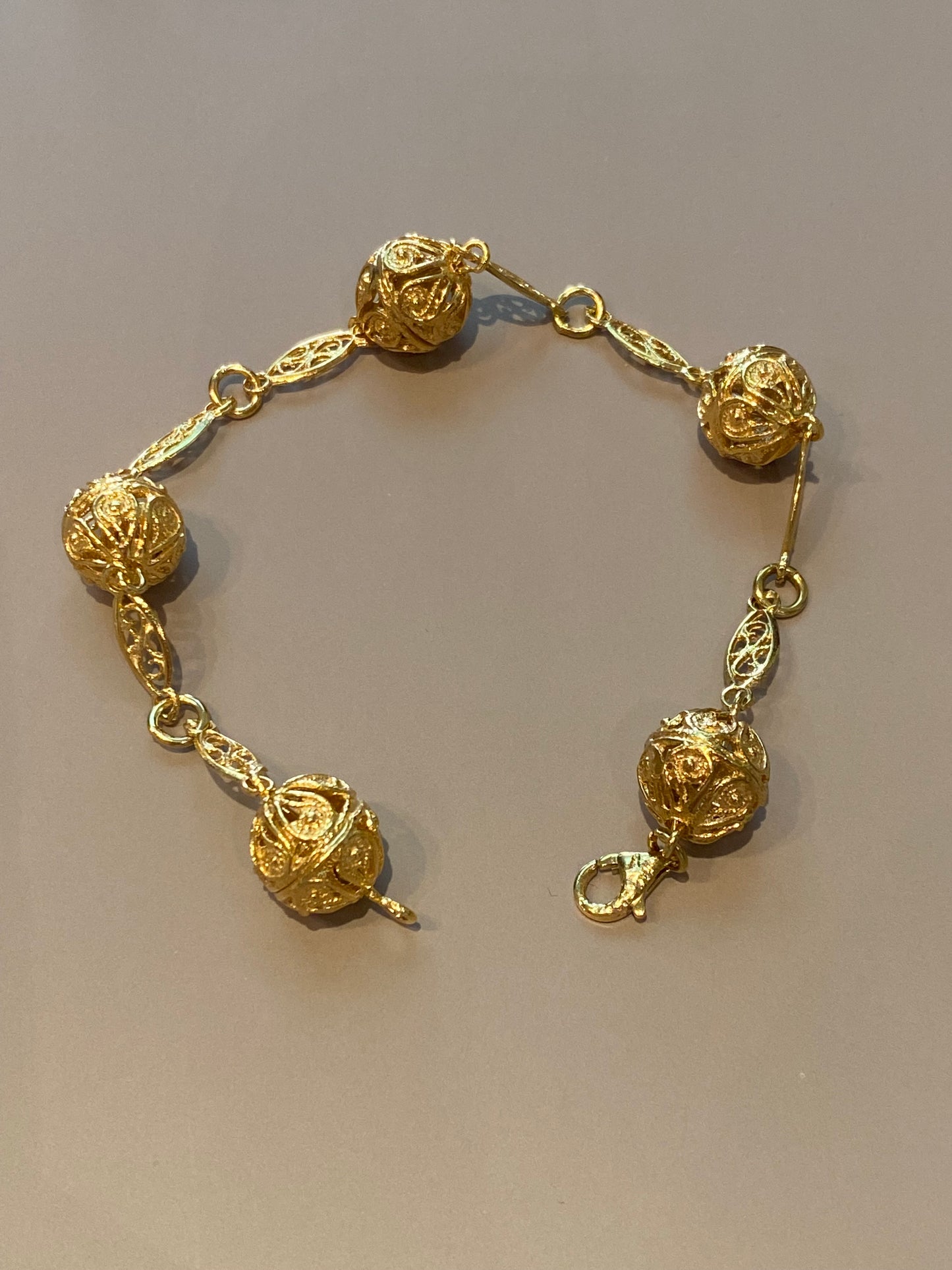 Bracciale Filigrana 5 Chicchi Argento Dorato