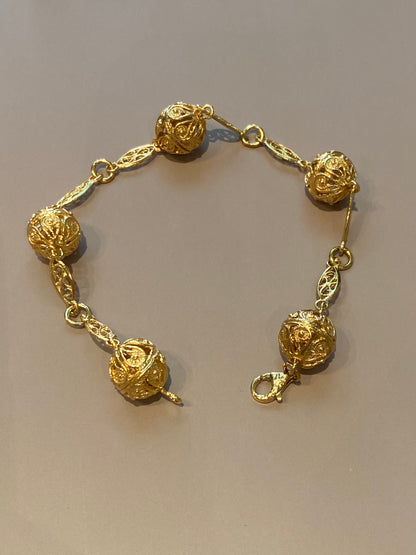 Bracciale Filigrana 5 Chicchi Argento Dorato
