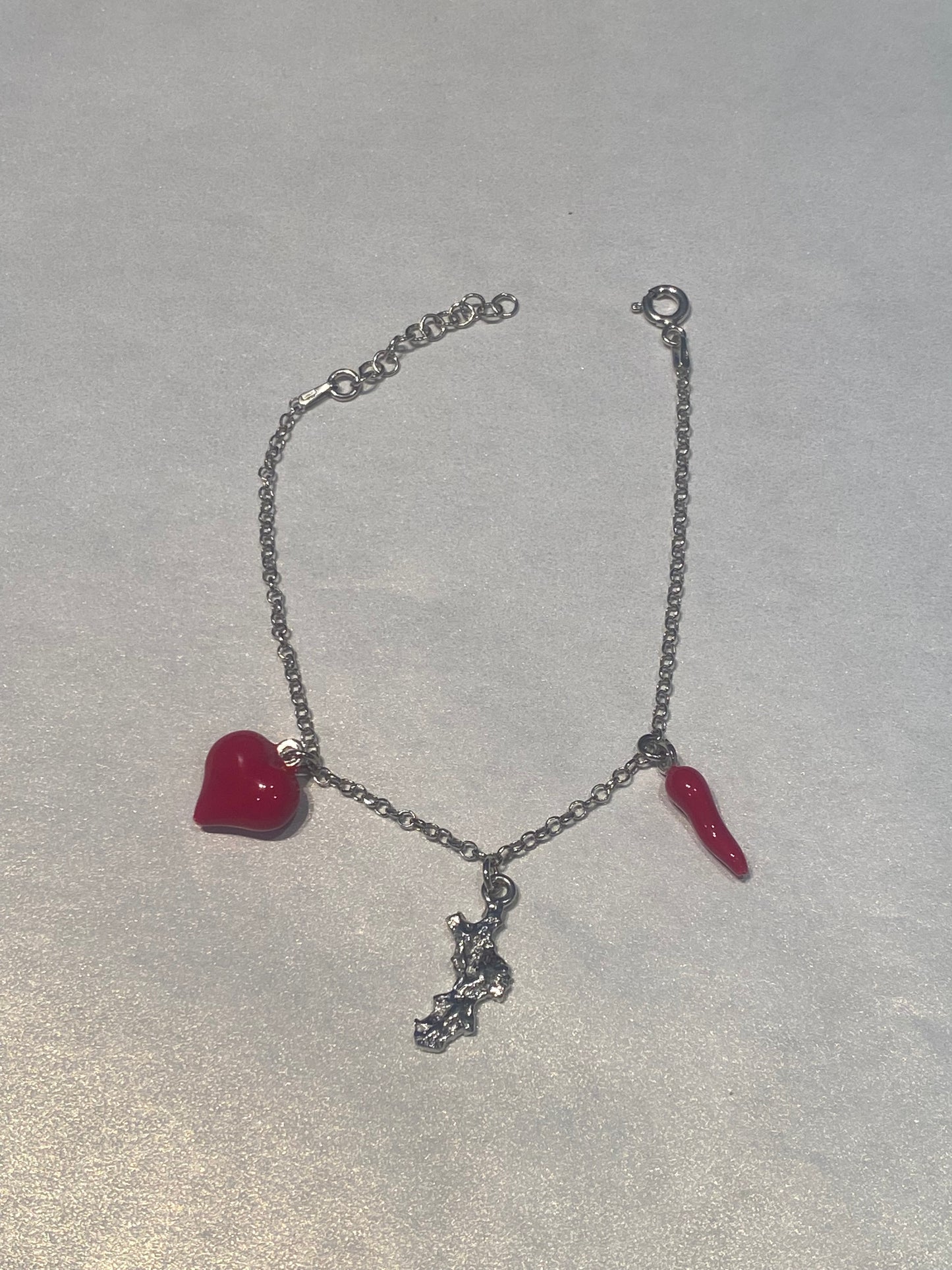 Bracciale Calabria Rilievo con Cuore e Cornetto