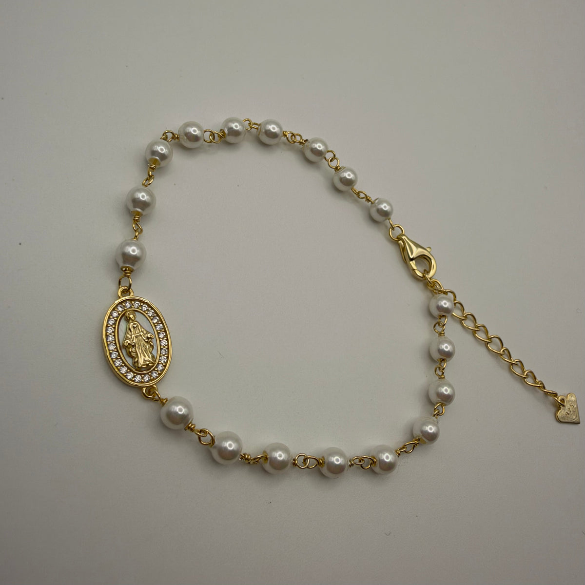 Bracciale Madonna Madreperla in argento 925 dorato e Swarovski 2 - Zumpano Gioielli