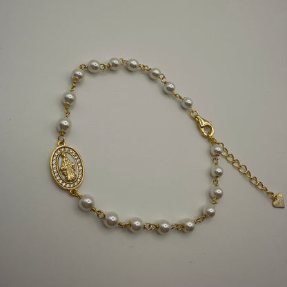 Bracciale Madonna Madreperla in argento 925 dorato e Swarovski 2 - Zumpano Gioielli