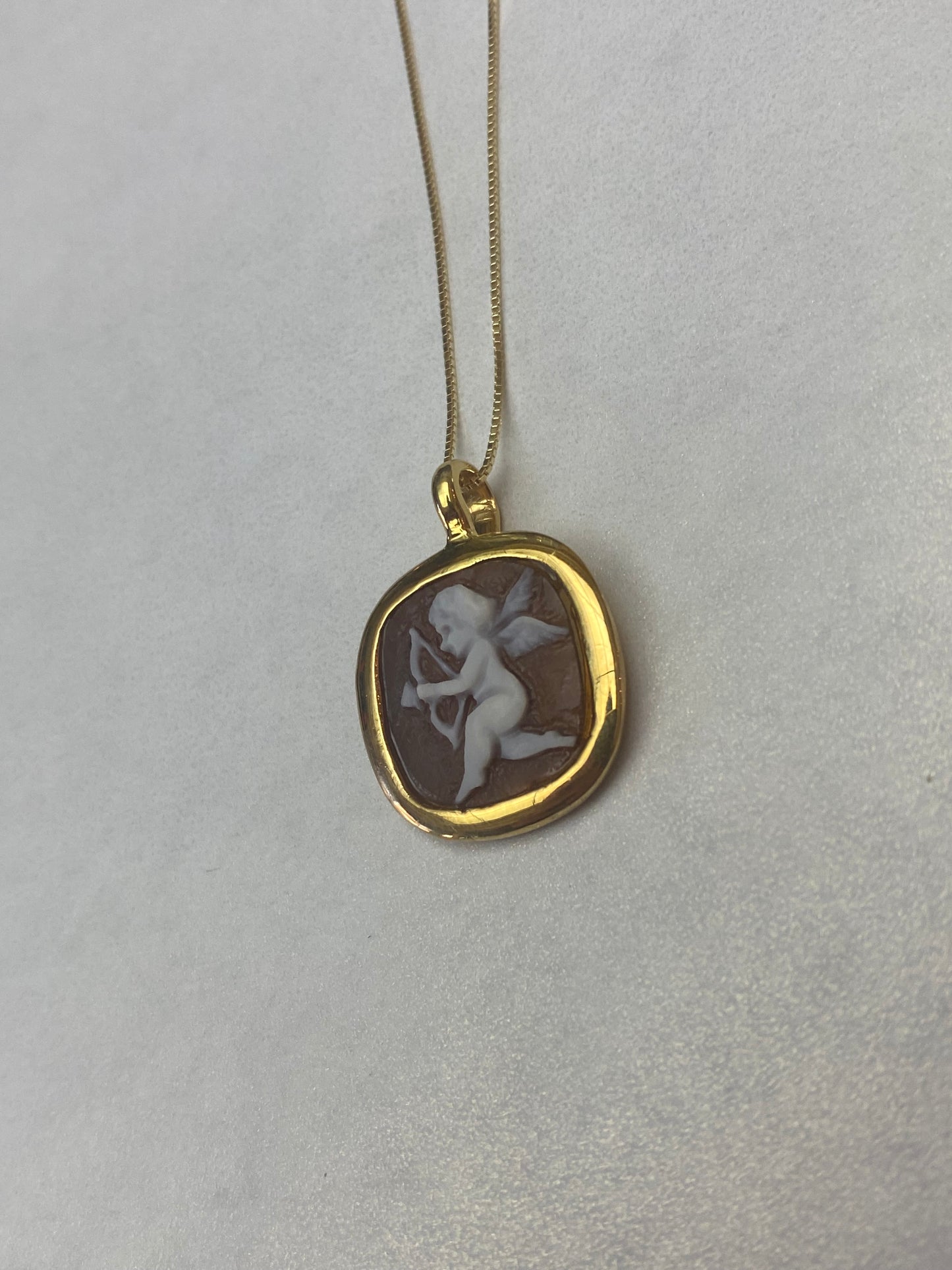 Girocollo Cammeo Cupido Argento Dorato