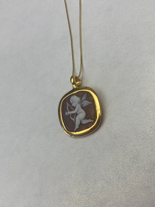 Girocollo Cammeo Cupido Argento Dorato