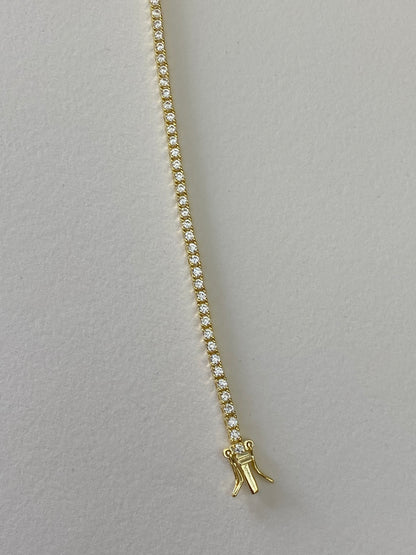 Bracciale Tennis Argento Dorato e Zirconi Bianchi