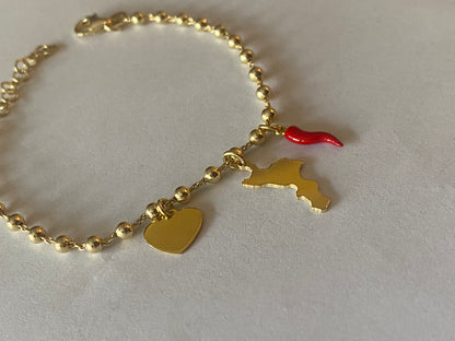 Bracciale Calabria Portafortuna Argento Dorato