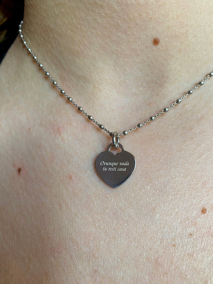 Collana Festa della Mamma Cuore Doppia Incisione
