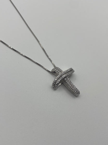 Collana Croce in Argento e Zirconi