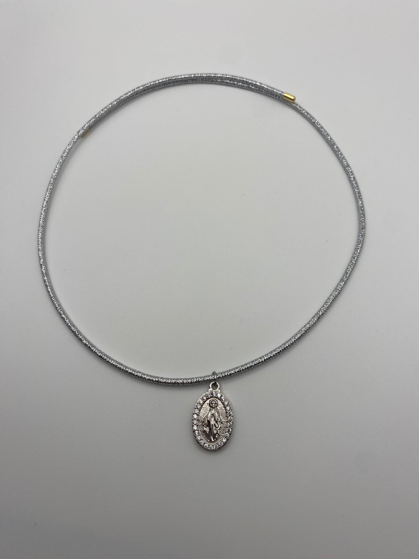 Cordoncino Magnetico Color Argento con Madonna Miracolosa