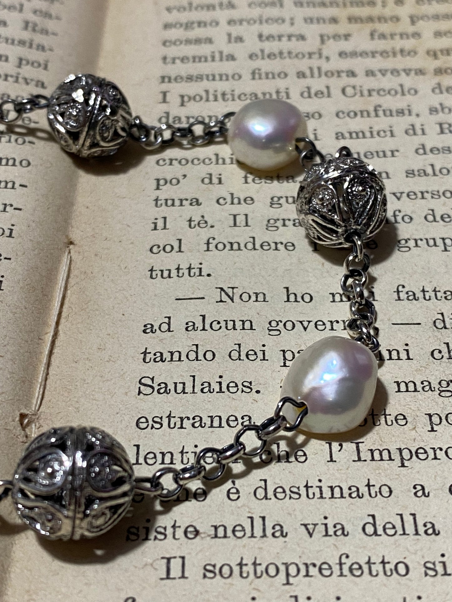 Bracciale Chicchi in Filigrana e Perle Barocche