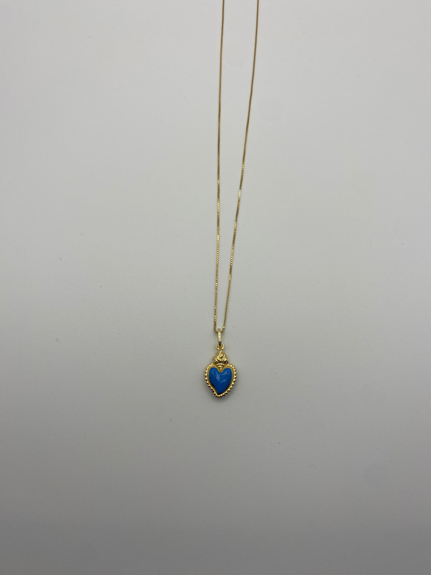 Collana Cuore Sacro Azzurro Smaltato