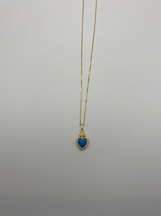 Collana Cuore Sacro Azzurro Smaltato