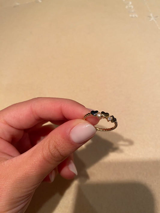 Anello cuoricini intrecciato Oro 18K