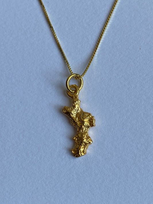 Collana con Ciondolo Calabria in Rilievo Argento Dorato