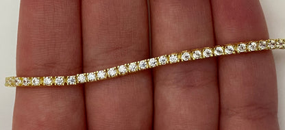 Bracciale Tennis Argento Dorato e Zirconi Bianchi