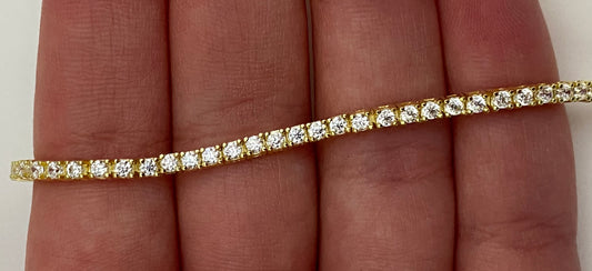 Bracciale Tennis Argento Dorato e Zirconi Bianchi