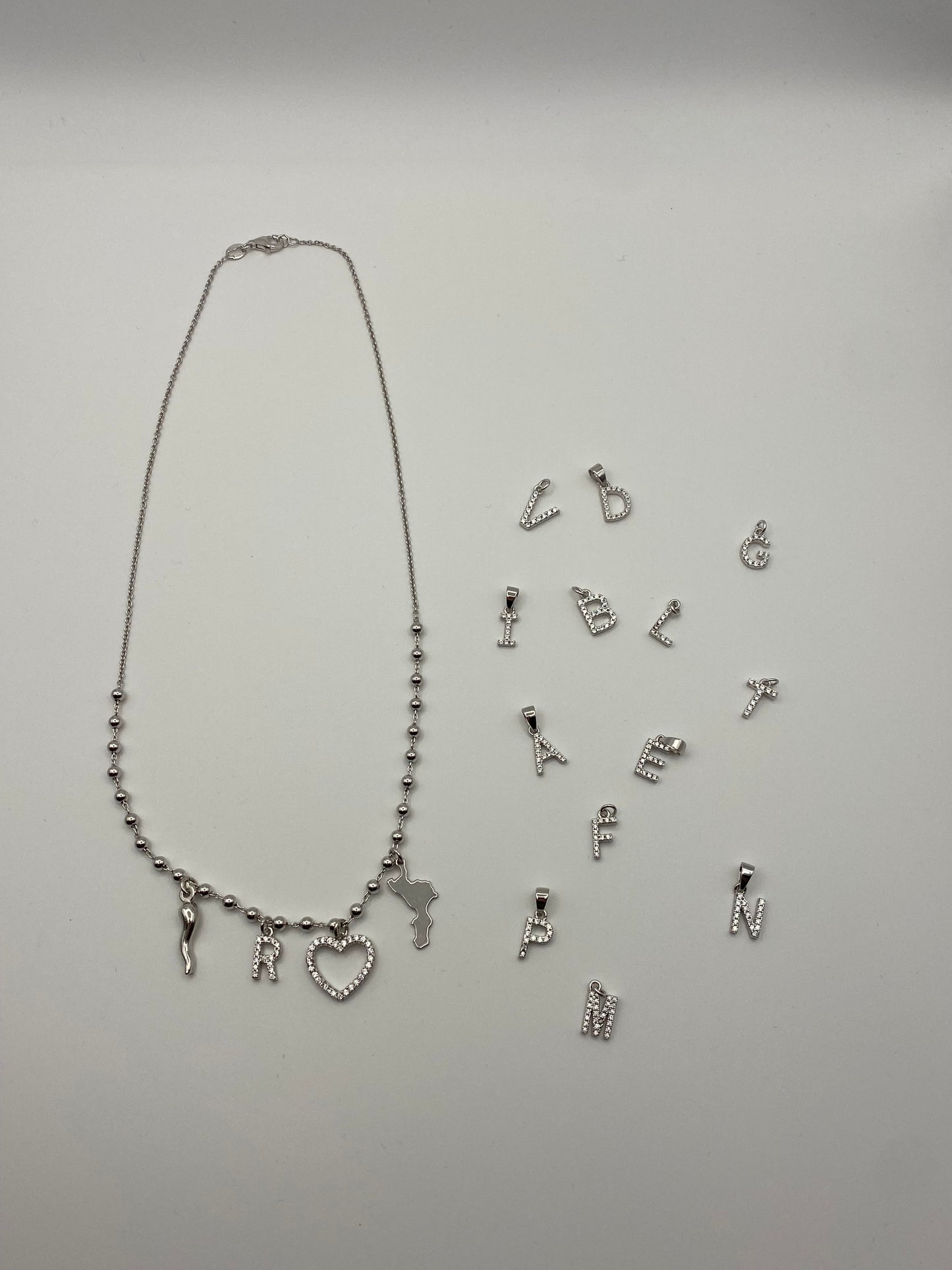 Collana Calabria Iniziale Cuore e Cornetto