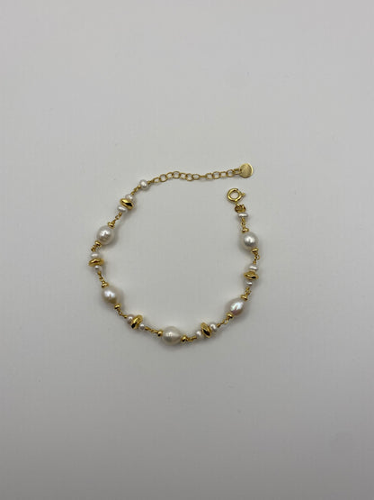 Bracciale in Argento Dorato e Perle Barocche