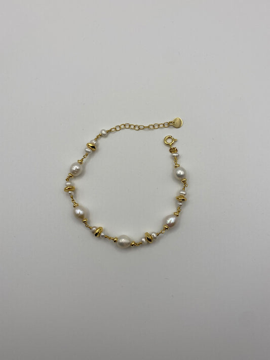 Bracciale in Argento Dorato e Perle Barocche