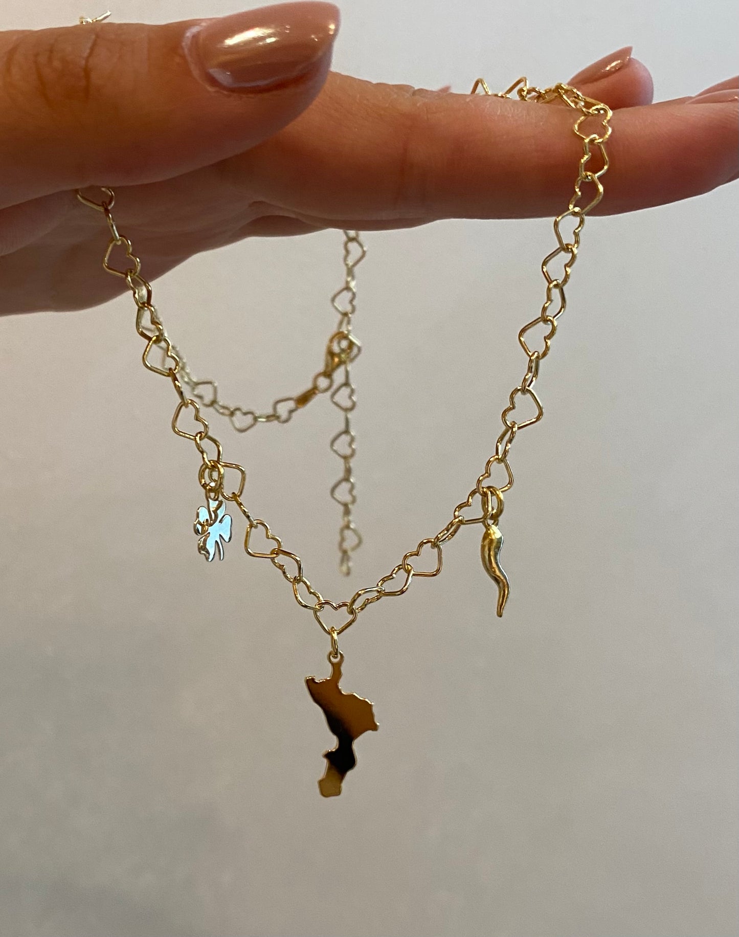 Collana Calabria Catena di cuori con Charms