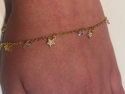 Bracciale Stelle Pendenti Argento Dorato