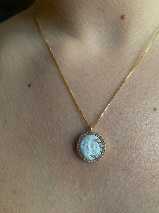 Collana Cammeo Sole Luna-In Argento Dorato