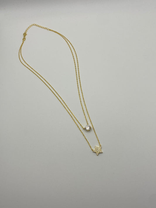 Girocollo Doppia Stella Zircone