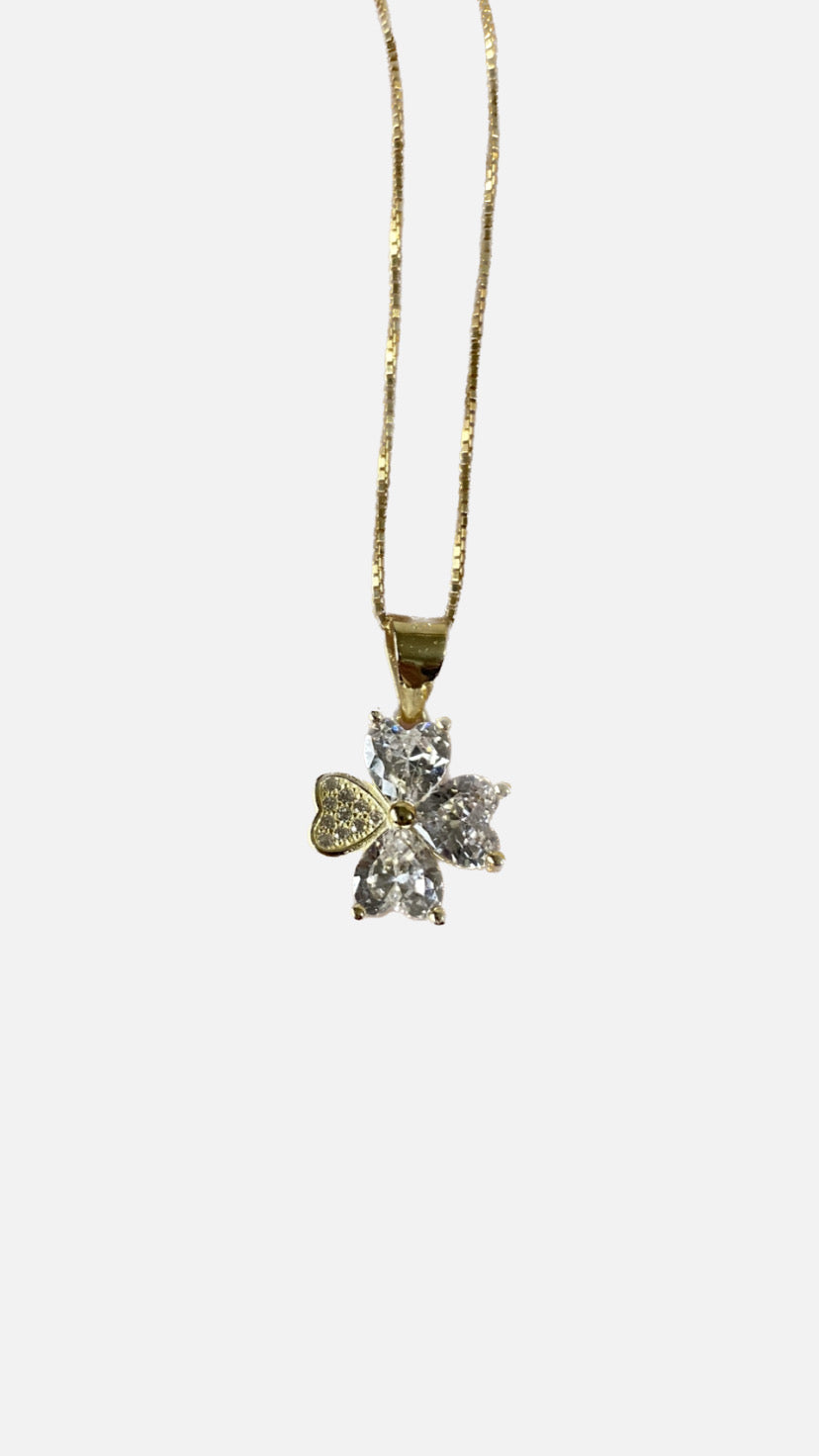 Collana Quadrifoglio-In argento dorato
