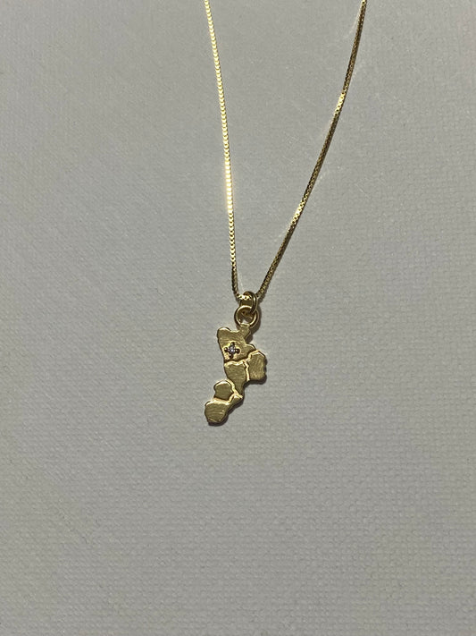 Collana Calabria in Argento dorato con Zircone su Cosenza